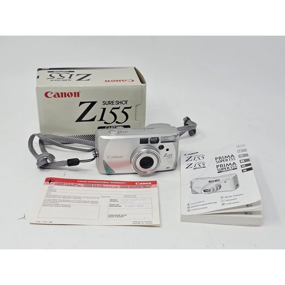 Vintage Canon Sure Shot Z155 Caption 35mm Film Camera Silver Point & Shoot AF